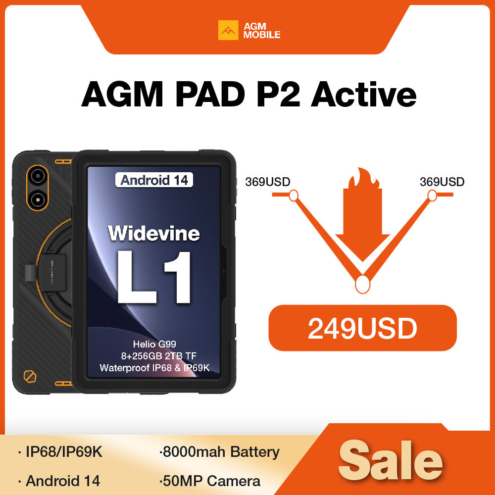 AGM PAD P2 Active | 4G LTE | Rugged Tablet | Removable Case | Widevine L1 | Helio G99 | Android 14