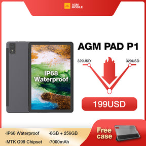 AGM PAD P1 | 4G LTE Waterproof Tablet | Powerful Chipset | Lightweight | 2K Resolution Display | Big Battery | Android 13